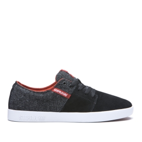 Supra Mens STACKS II Low Top Shoes Black/Bossa Nova/white | US-84658